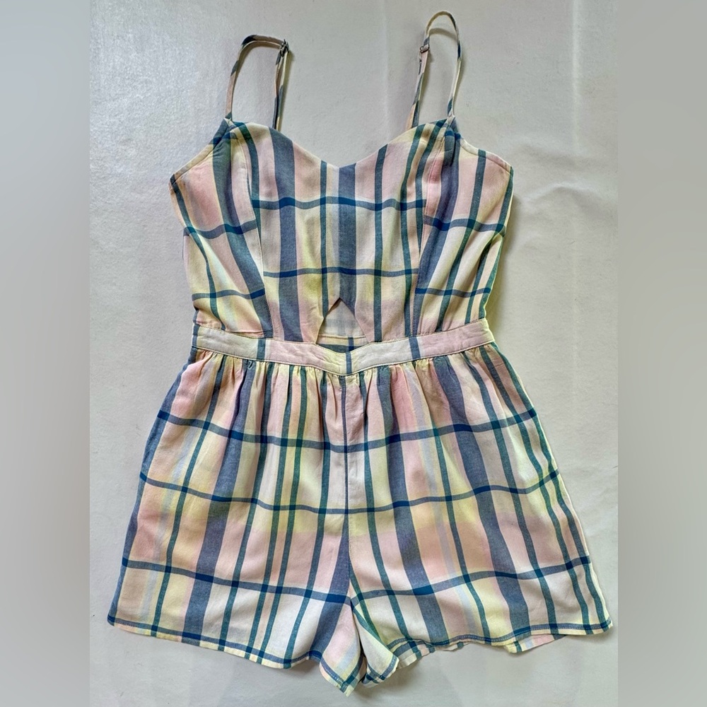 NWT Plaid Sleeveless Lined True Craft Romper with Pockets (M) - Picture 4 of 17